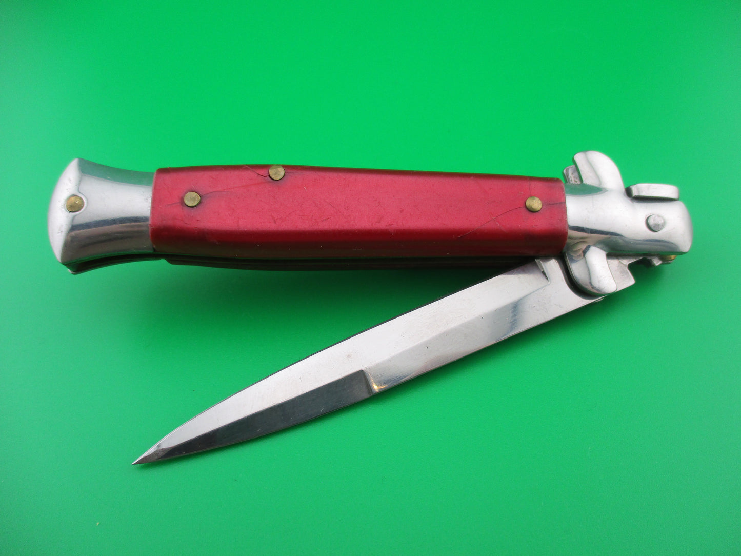 STAINLESS ITALY 22cm Red translucent Stiletto switchblade NOS