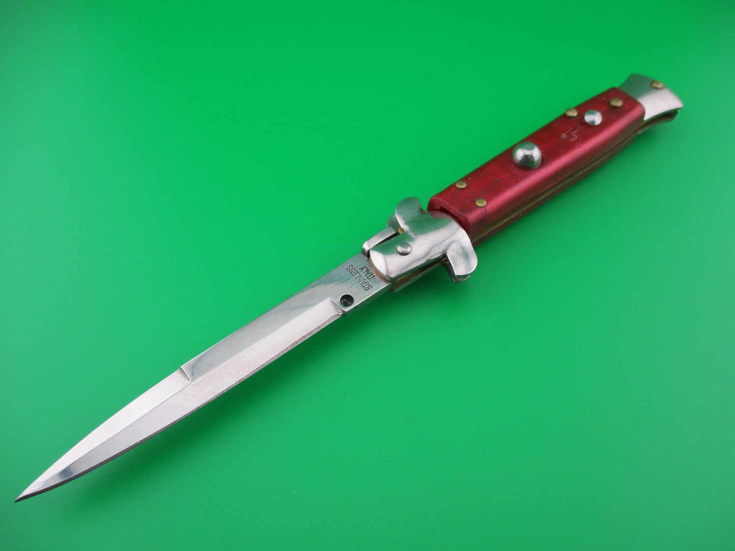 STAINLESS ITALY 22cm Red translucent Stiletto switchblade NOS