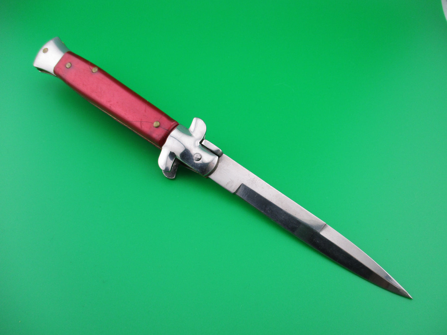 STAINLESS ITALY 22cm Red translucent Stiletto switchblade NOS