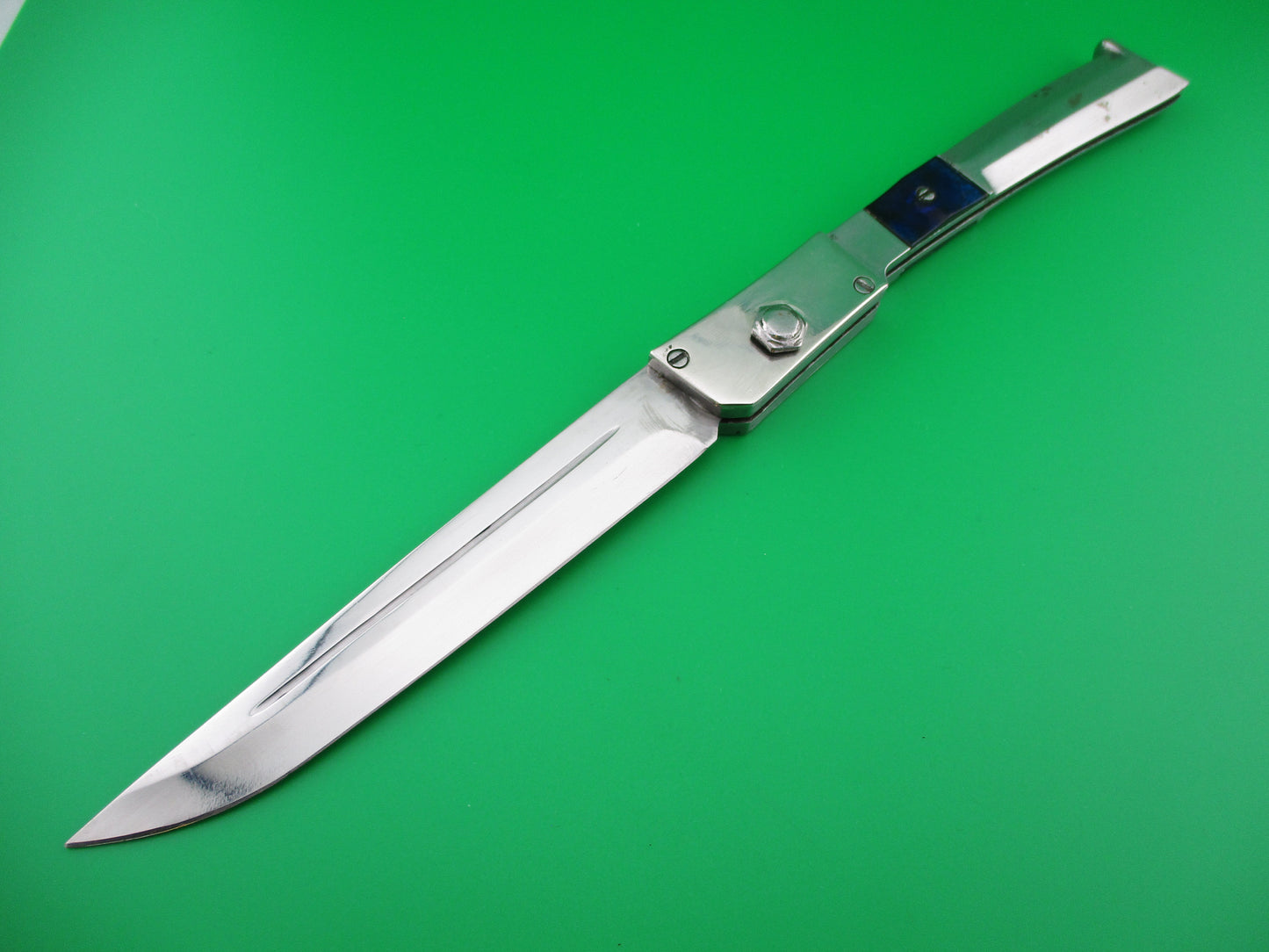 RPK 27cm Russian Prison Knife Blue sparkle mostly metal switchblade