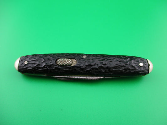 Flylock Double Black Stagged synthetic scaled switchblade knife w/ tip bolsters