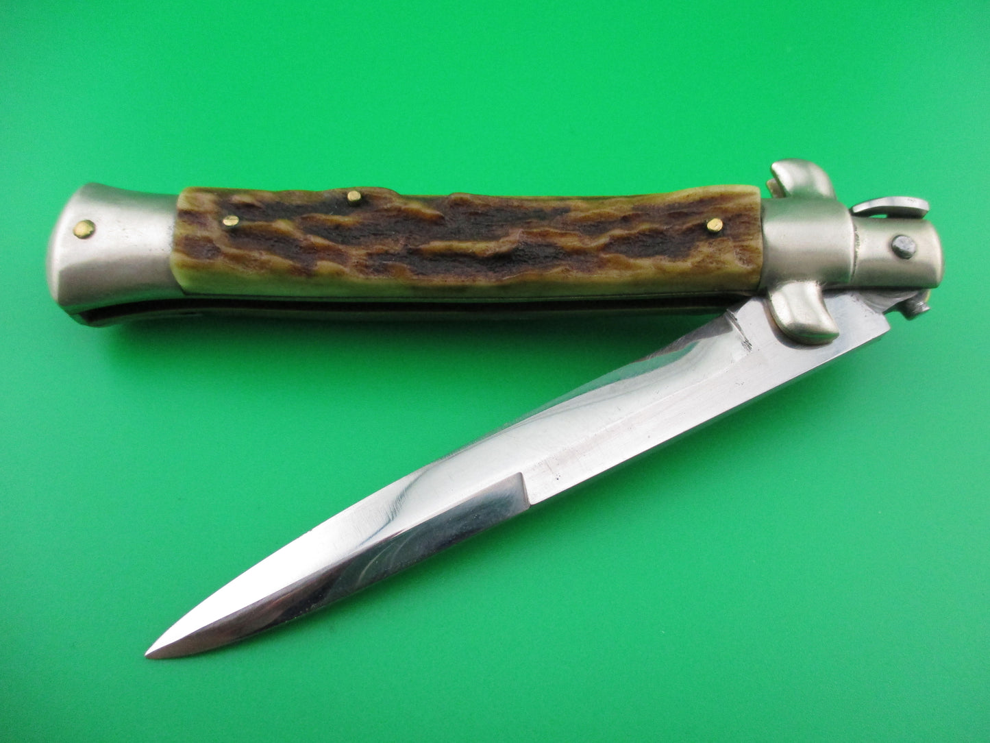 M Italy INOX 23cm Italian Stag Transitional stiletto switchblade knife