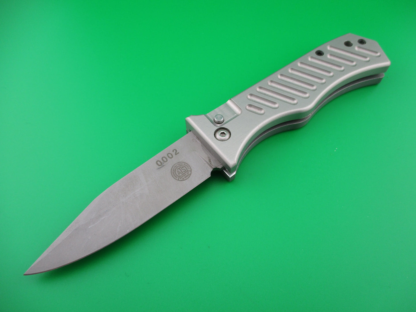 American Tactical Supply Silver Aluminum Coil spring automatic knife
