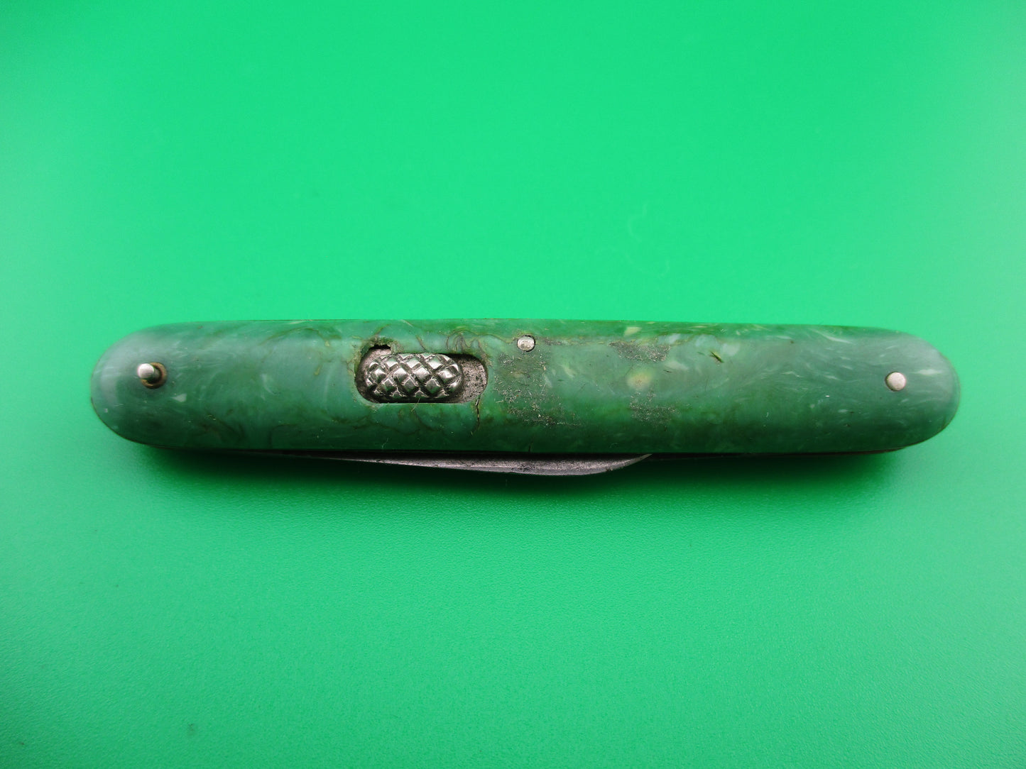 Flylock Small Double Green Mottled celluloid scales switchblade