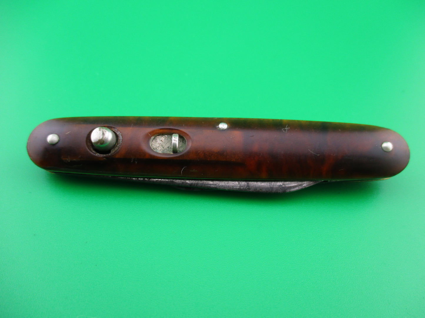 PRESTO double Tortoise celluloid Etched switchblade Book Knife