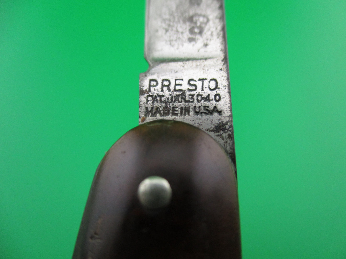 PRESTO double Tortoise celluloid Etched switchblade Book Knife