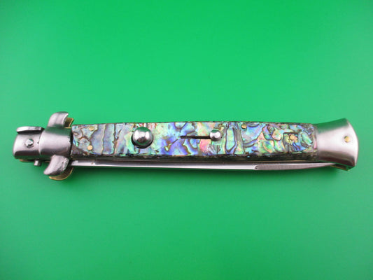 INOX 28cm Vintage Italian Swivel bolster Abalone Stiletto switchblade knife