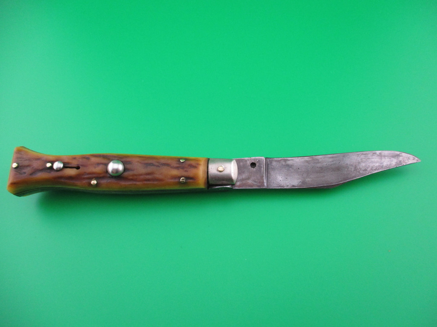 Sterile 20cm Vintage Italian Stag Fishtail Picklock switchblade knife