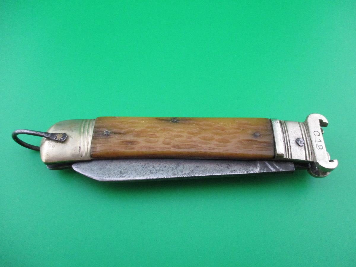 Shell Handle Switchblade z BAZAR Vintage German Shell Puller Bone Lever switchblade knife ...