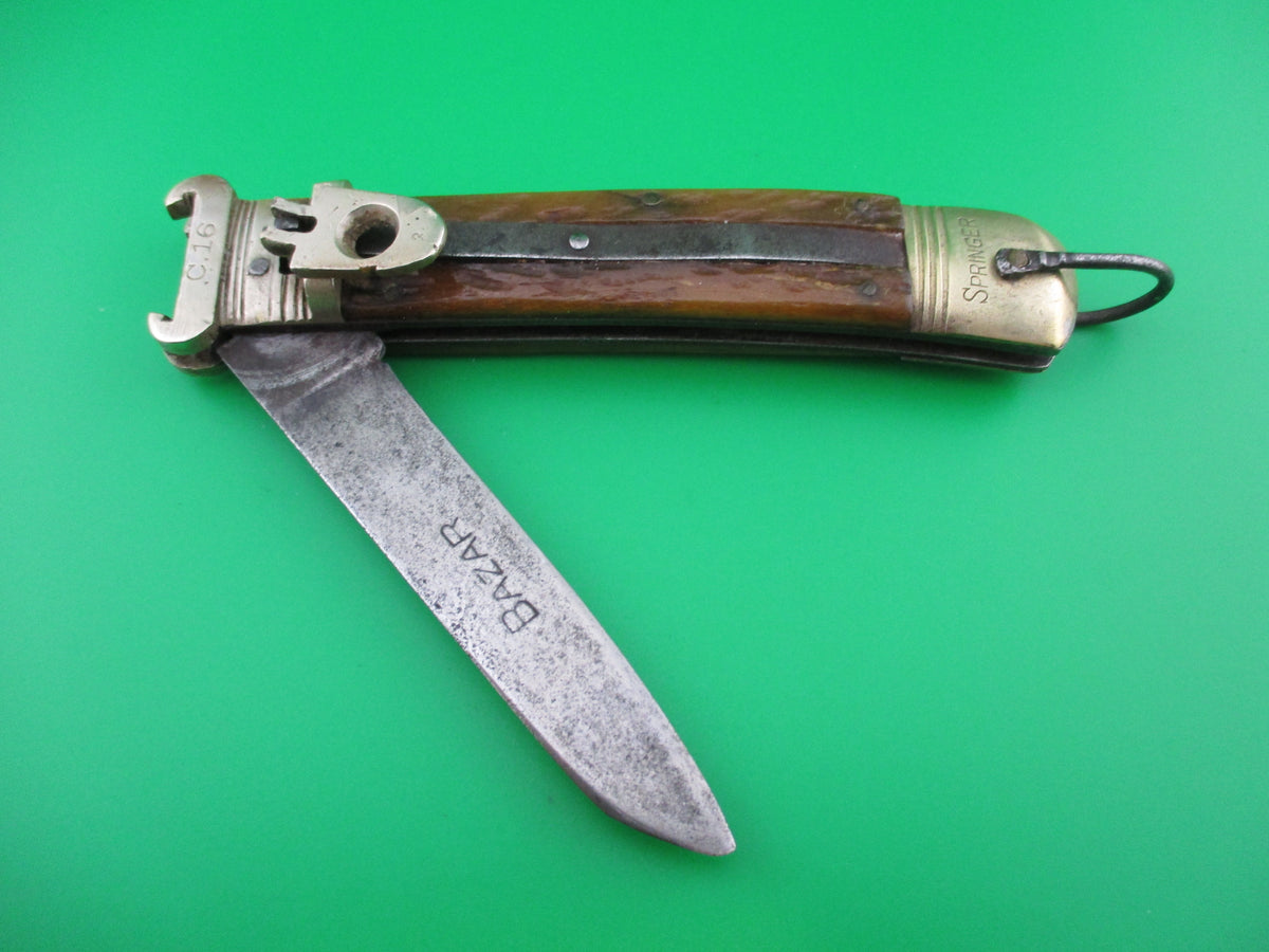 Shell Handle Switchblade z BAZAR Vintage German Shell Puller Bone Lever switchblade knife ...