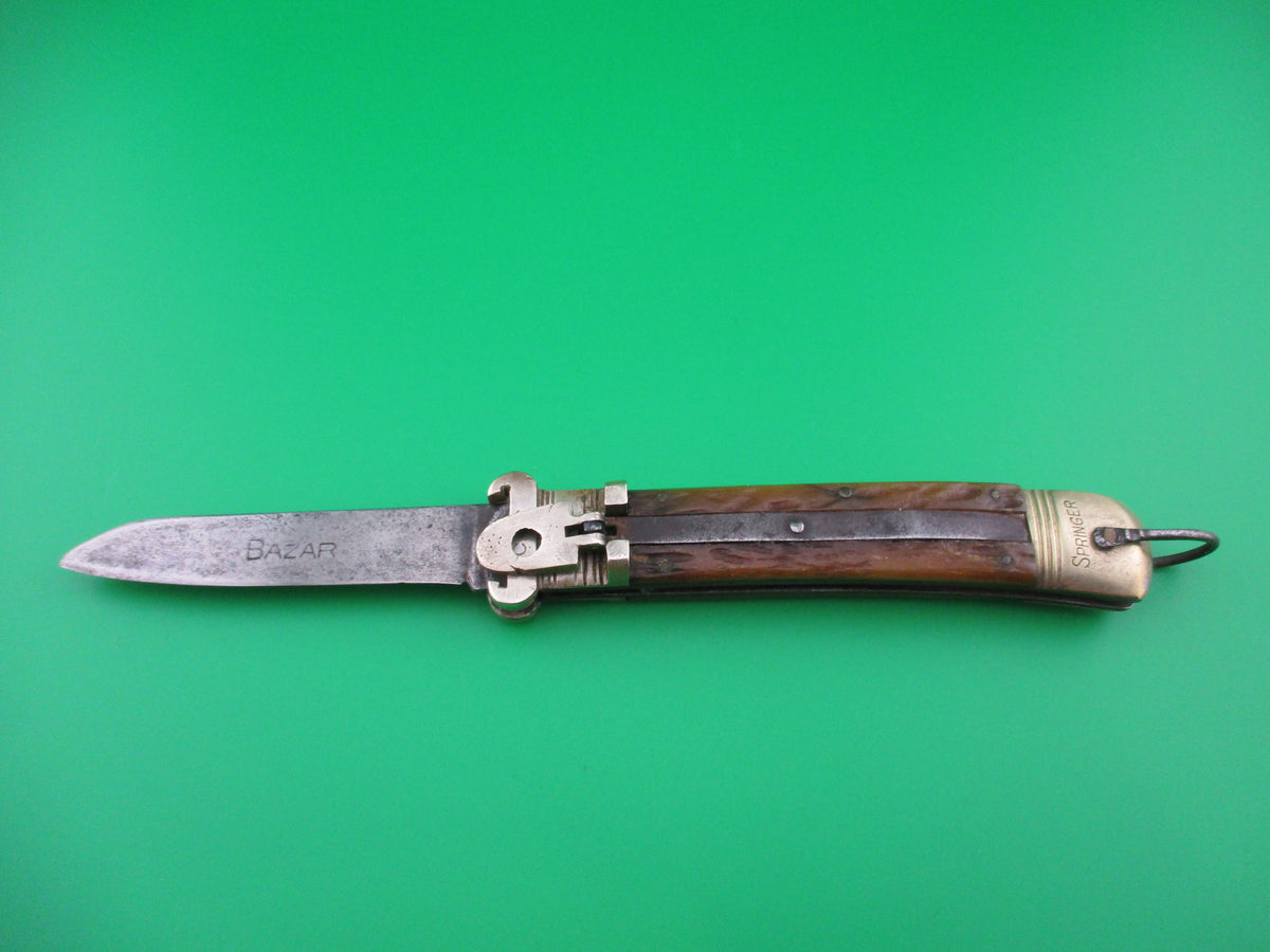 Shell Handle Switchblade z BAZAR Vintage German Shell Puller Bone Lever switchblade knife ...