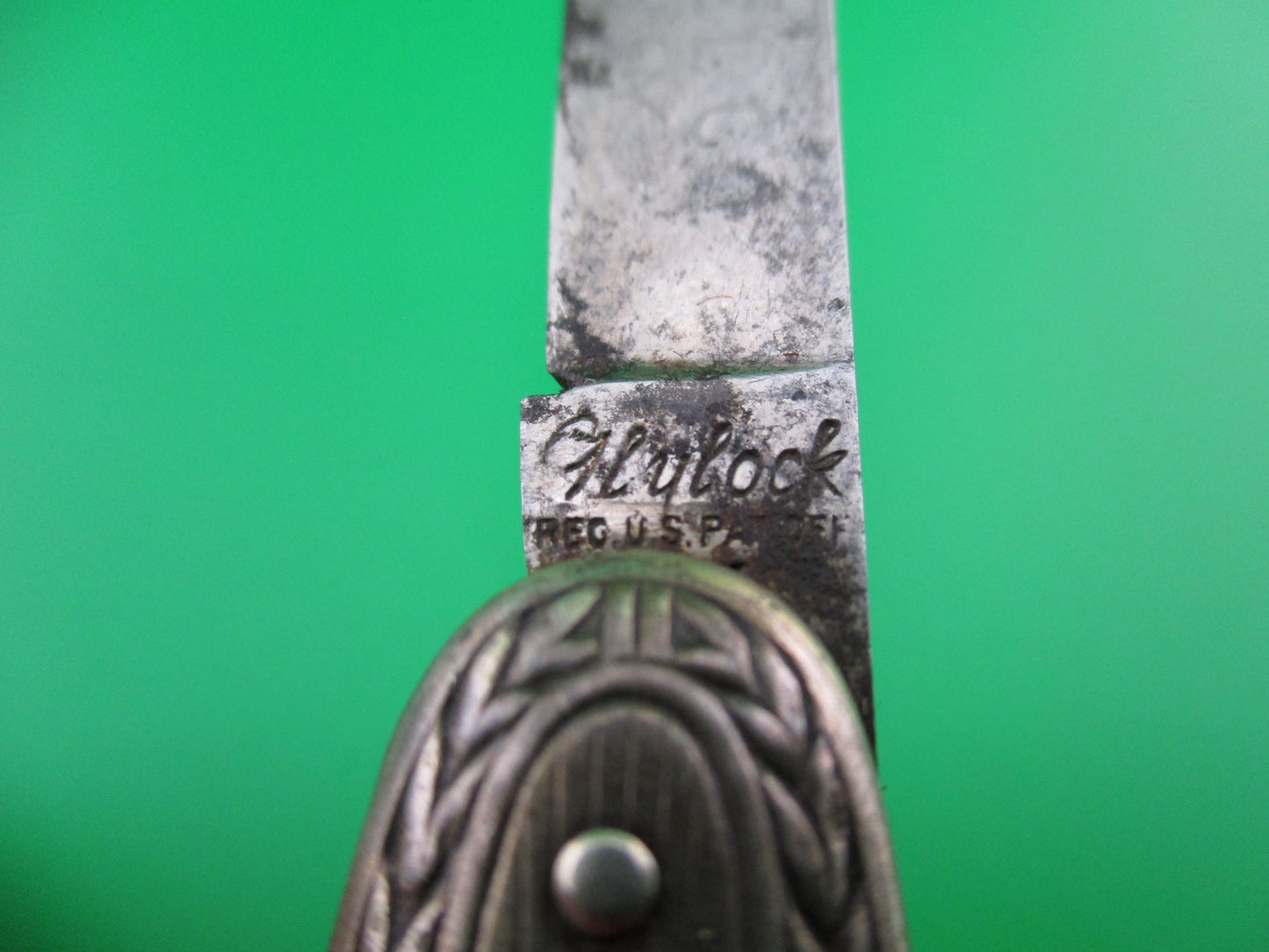 Flylock Double Rare pattern Nickel Silver Etched Lehigh Steel Co