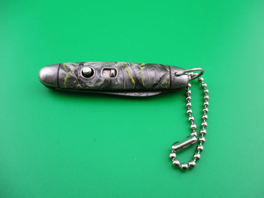 Imperial Jackomatic Jr Keychain switchblade Gray Pearl Yellow swirl cell