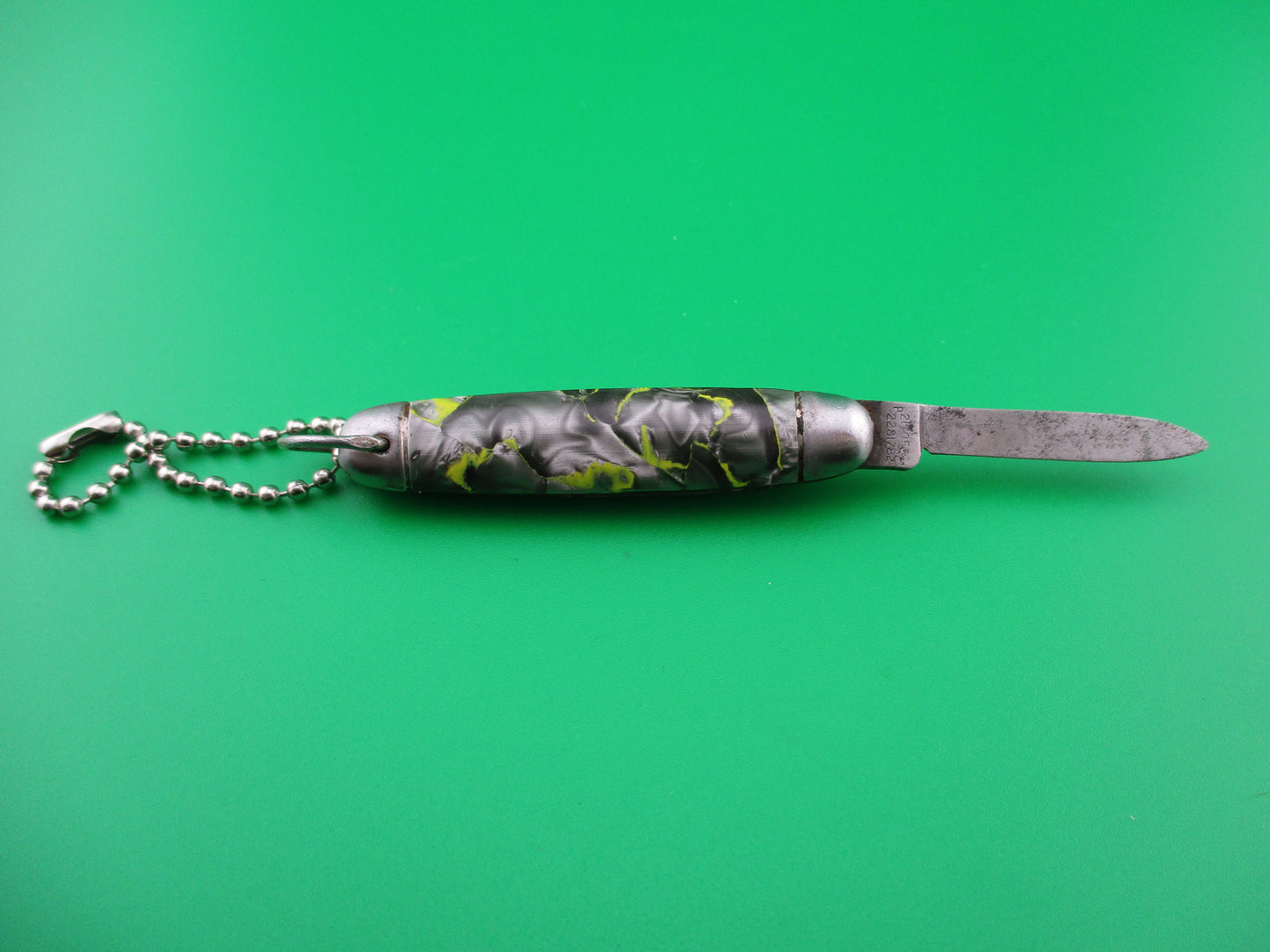 Imperial Jackomatic Jr Keychain switchblade Gray Pearl Yellow swirl cell