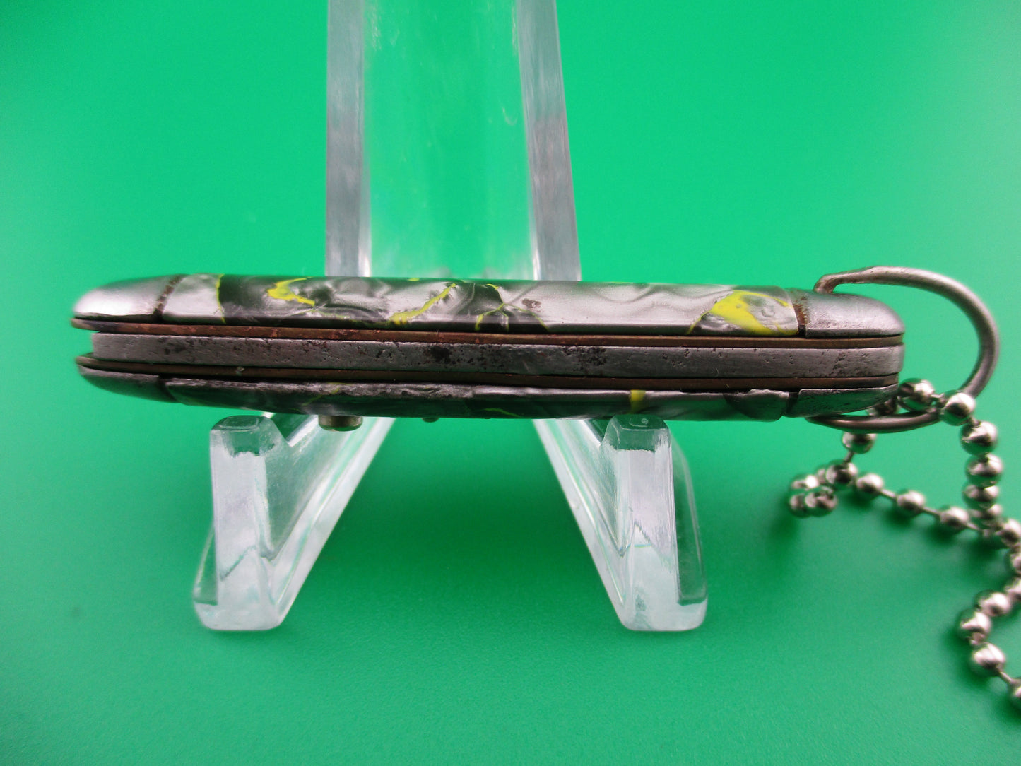 Imperial Jackomatic Jr Keychain switchblade Gray Pearl Yellow swirl cell