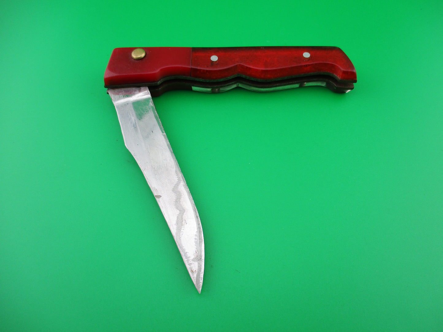 RPK 19cm Russian Prison Knife Red translucent handled automatic knife