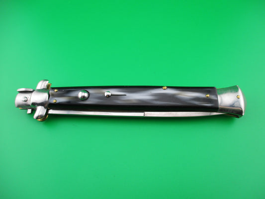 MADE IN ITALY 33cm Italian Swivel Bolster Stiletto Black streaked switchblade