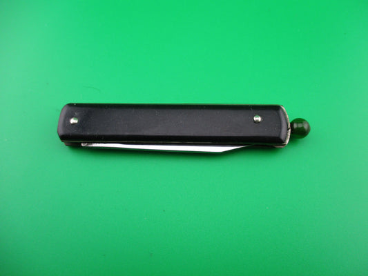 GEORGE SCHRADE Pullball Black w Green ball Arched stamp switchblade knife