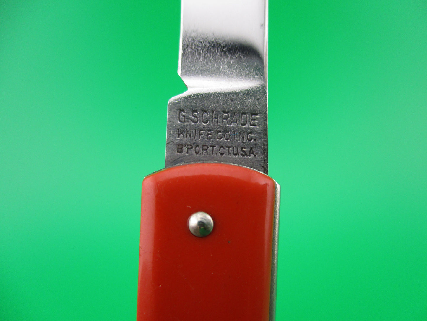 GEORGE SCHRADE Pullball Red w Green ball switchblade knife