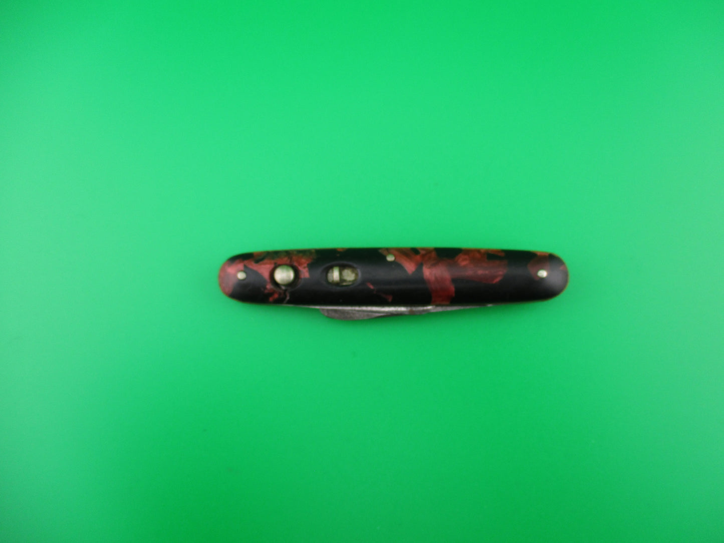 z PRESTO double Red pearl & black mottled celluloid handle switchblade Book knife