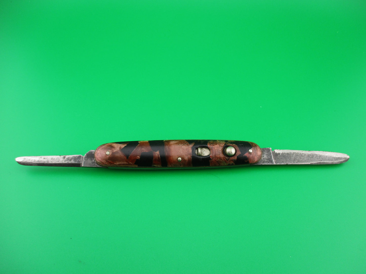 z PRESTO double Red pearl & black mottled celluloid handle switchblade Book knife