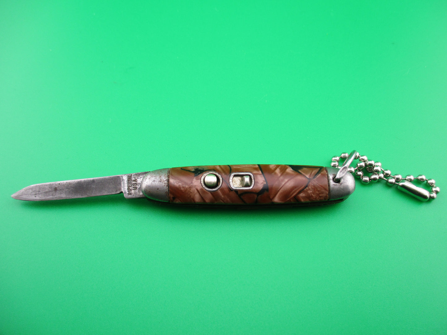 Imperial Jackomatic Jr Keychain switchblade brown pearl black mottled