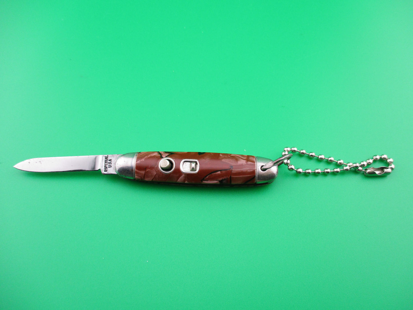 Imperial Jackomatic Jr Keychain switchblade brown pearl black mottled