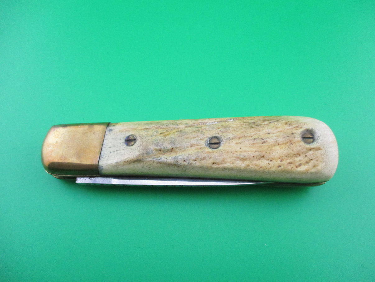 PAUL S MADE IN USA 0 Custom automatic knife Stag & Brass – Apple Valley ...