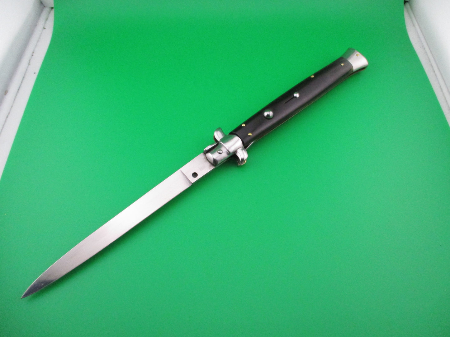 INOX 33cm Italian Stiletto vintage 1980s Dark Horn automatic knife