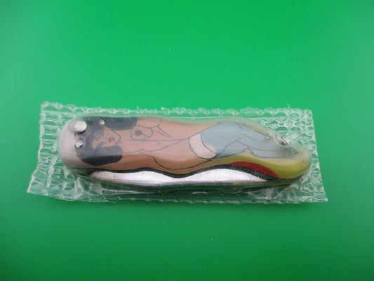 Russian Prison Automatic knife Sexy topless Woman switchblade light blue stockings NOS