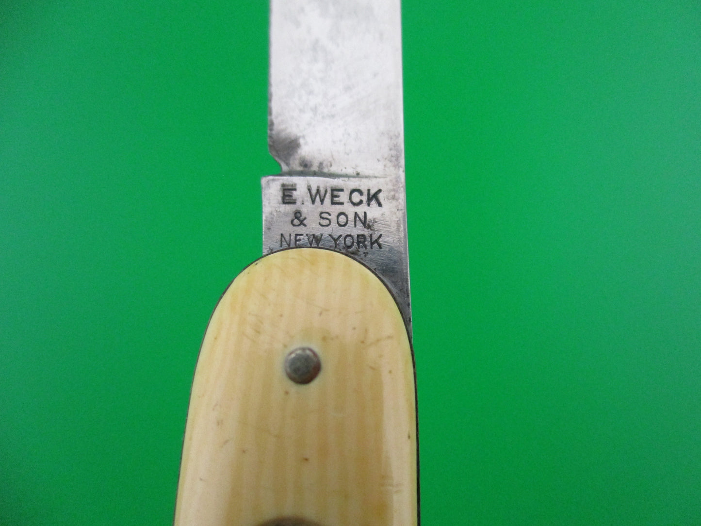 E WECK & SON NEW YORK double Ivory celluloid switchblade knife