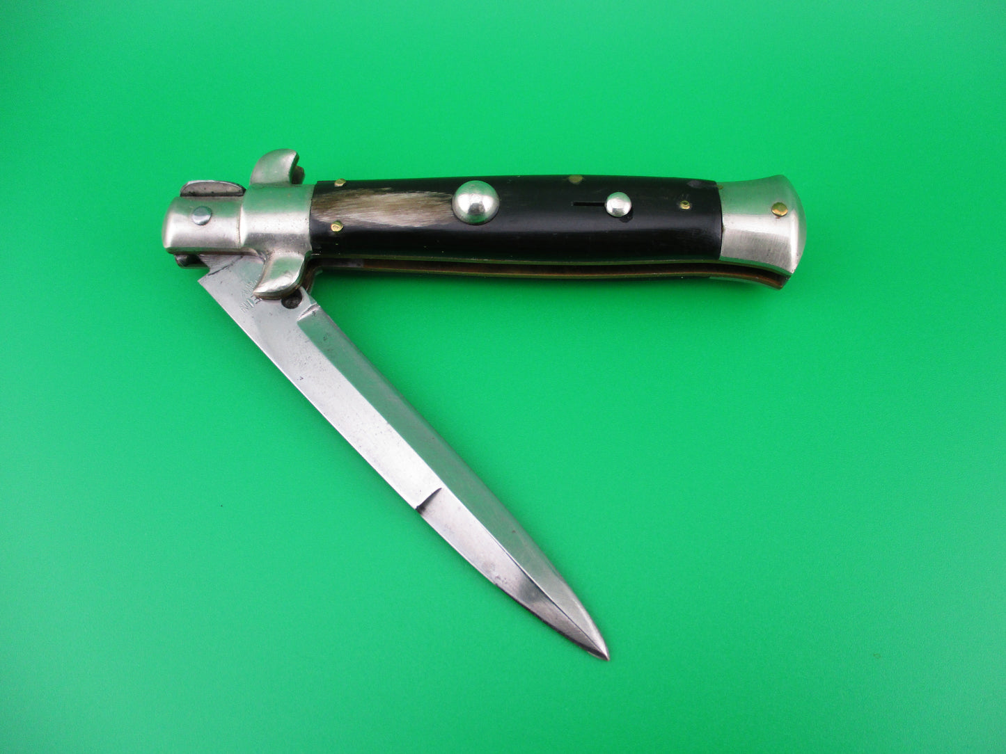 MADE IN ITALY 18cm Italian picklock 1950s Dark horn automatic knife