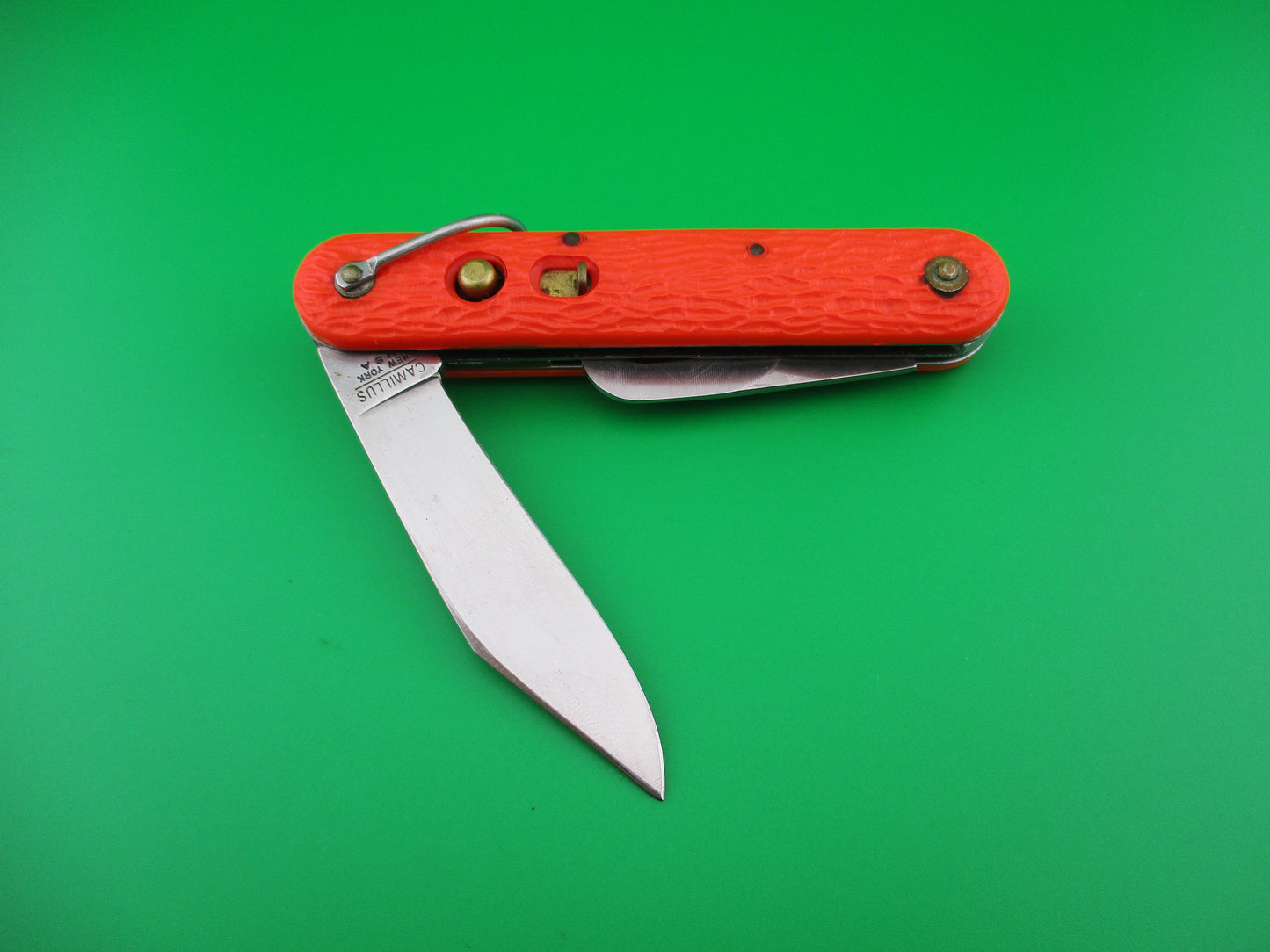 CAMILLUS vintage MC1 Orange paratrooper automatic knife with hook blade