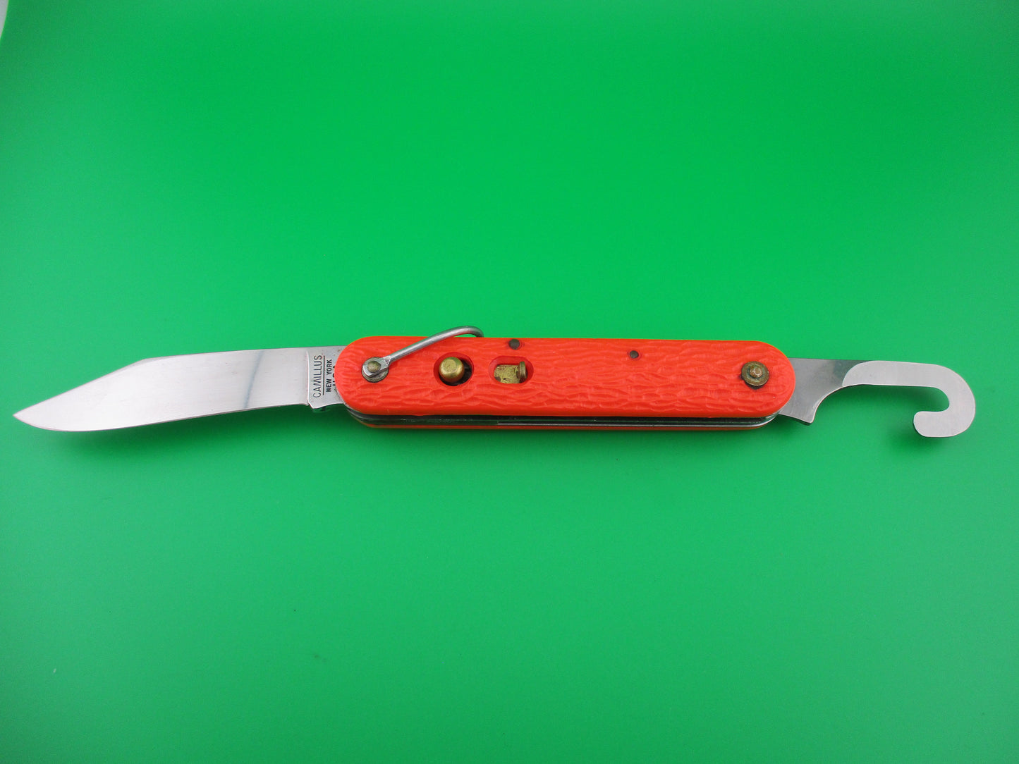 CAMILLUS vintage MC1 Orange paratrooper automatic knife with hook blade