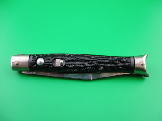 SHUR-SNAP Fishtail Black Stagged 1950s NOS Vintage switchblade knife