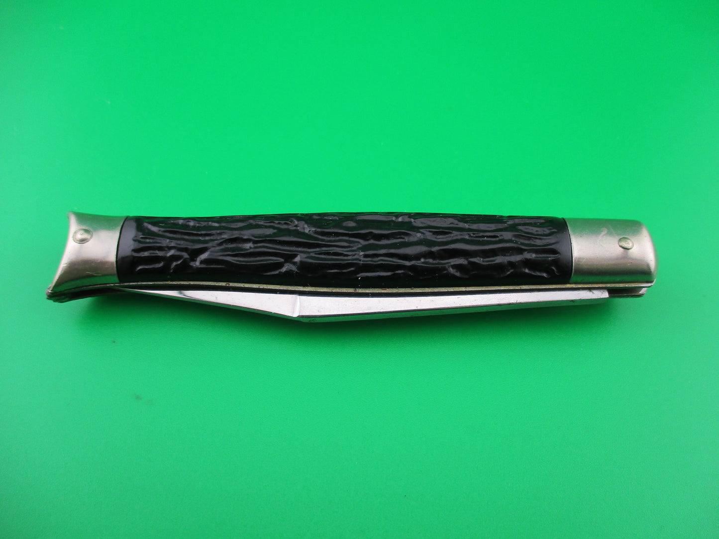 SHUR-SNAP Fishtail Black Stagged 1950s NOS Vintage switchblade knife