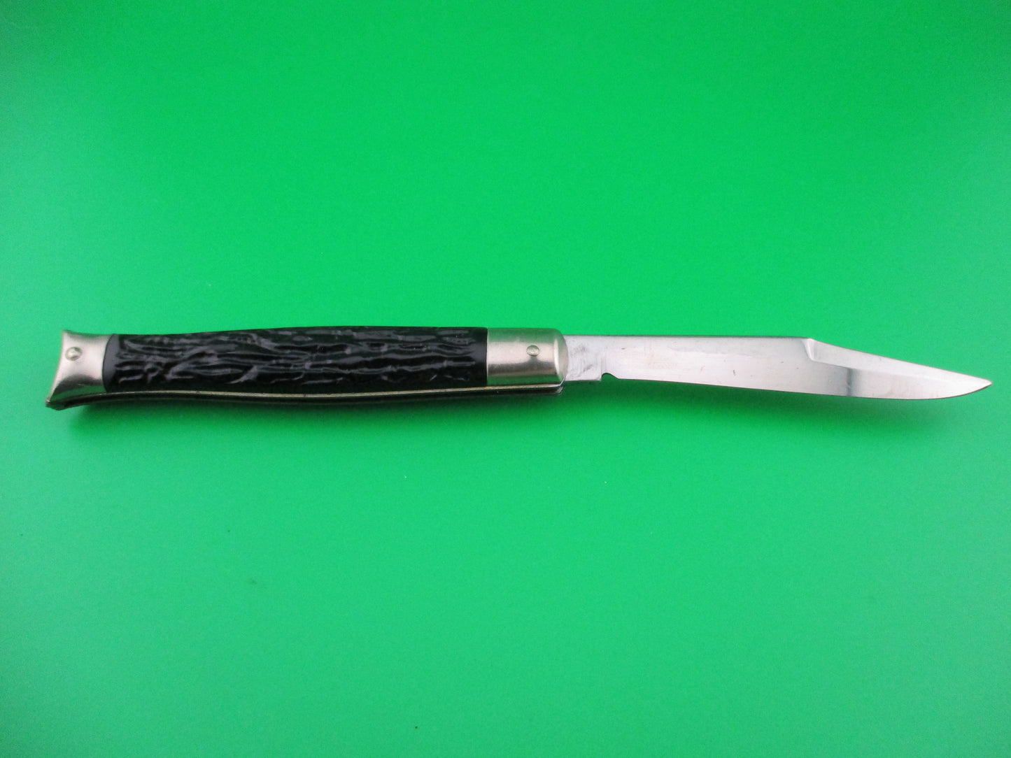 SHUR-SNAP Fishtail Black Stagged 1950s NOS Vintage switchblade knife