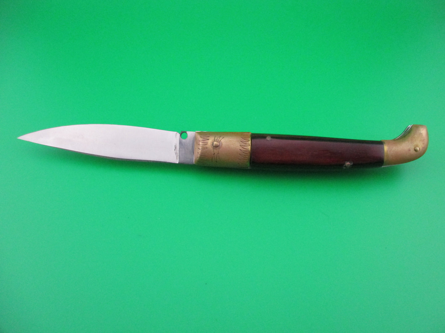 Jndiana PATENT 21cm Pattada Italian Birds head Cocobolo wood switchblade knife