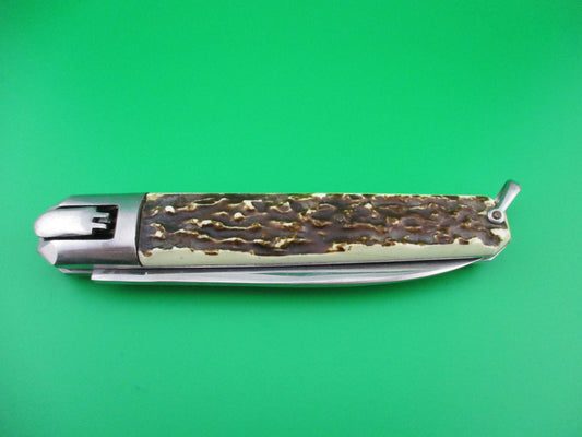 INOX 27cm French Coffin Lever knife Faux stag automatic knife