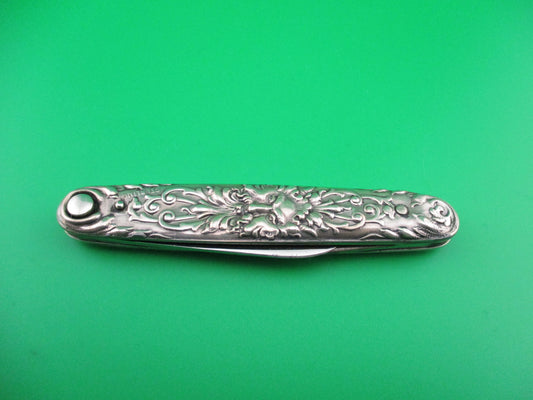 z Press Button Knife Co Medium double Sterling Silver Satyr switchblade
