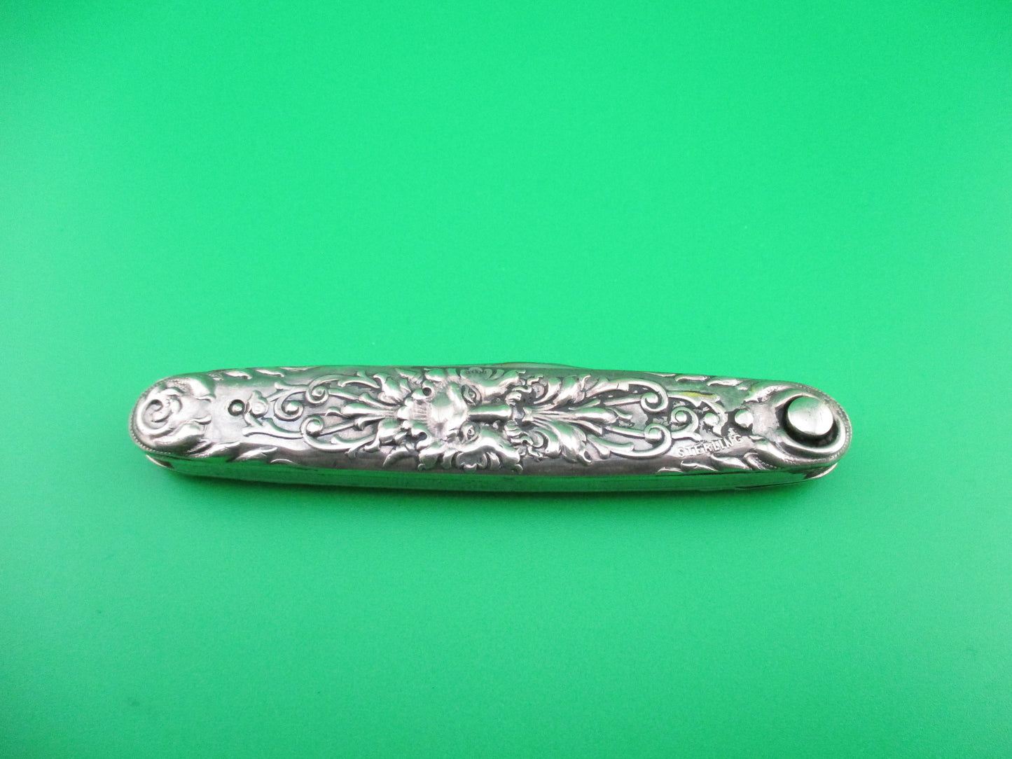 Press Button Knife Co Medium double Sterling Silver Satyr switchblade