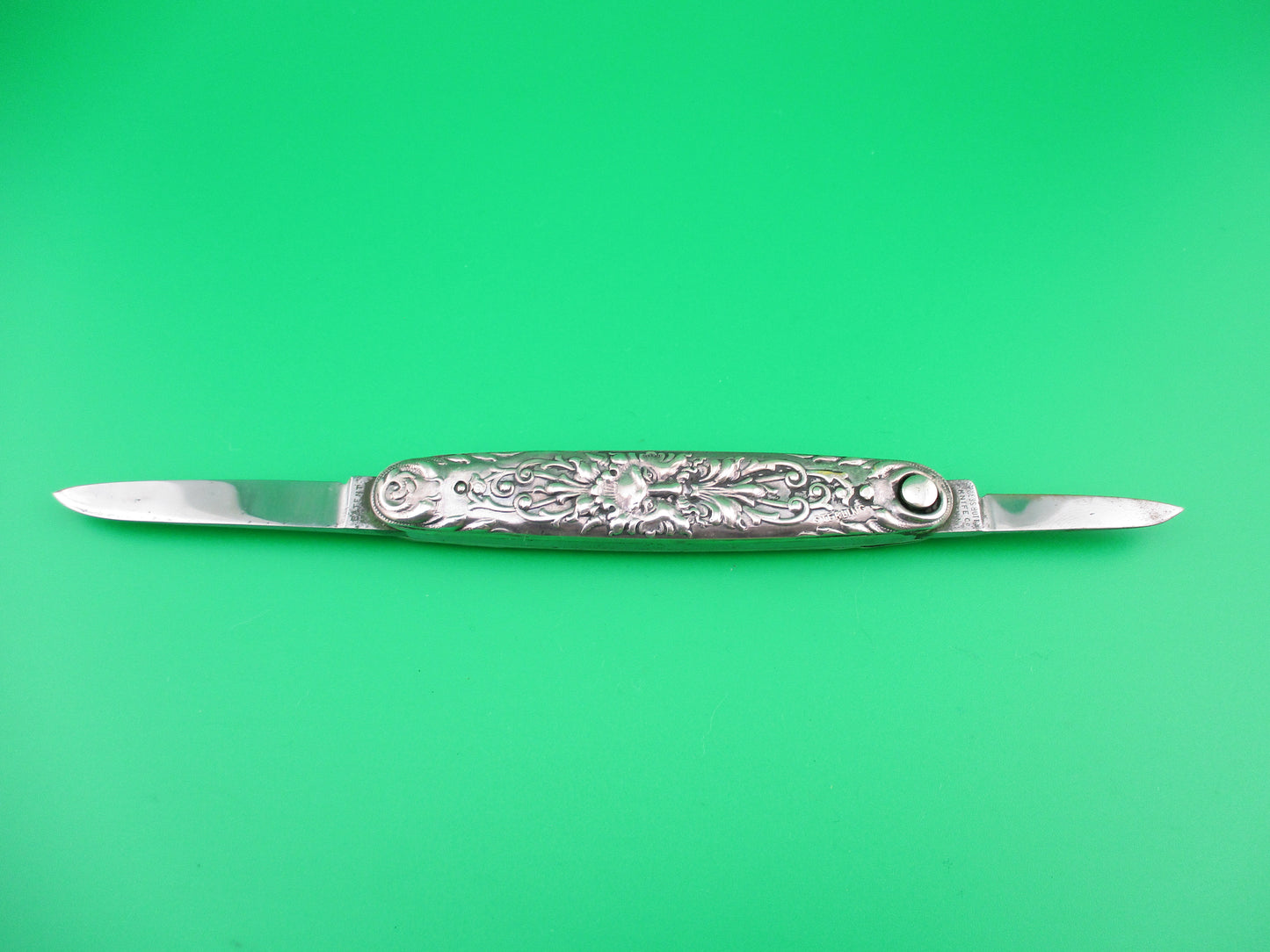 Press Button Knife Co Medium double Sterling Silver Satyr switchblade