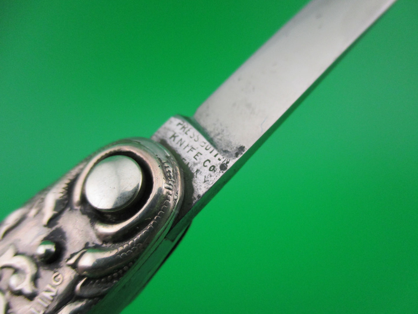 Press Button Knife Co Medium double Sterling Silver Satyr switchblade