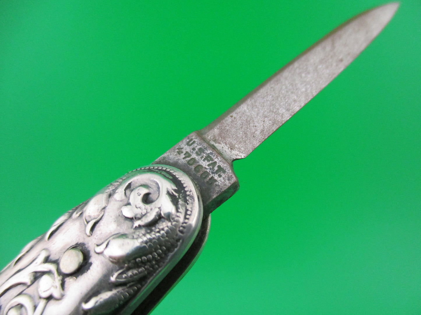 Press Button Knife Co Medium double Sterling Silver Satyr switchblade