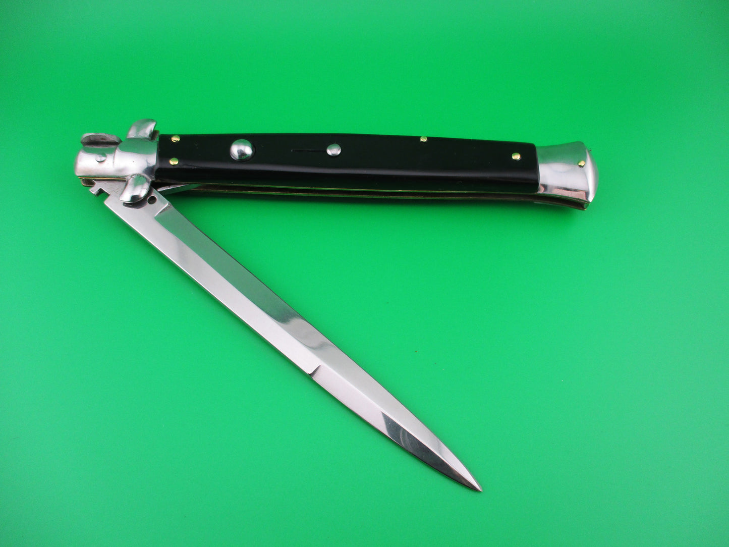 INOX ITALY STAINLESS 33cm Italian Bayonet blade Black Stiletto switchblade knife