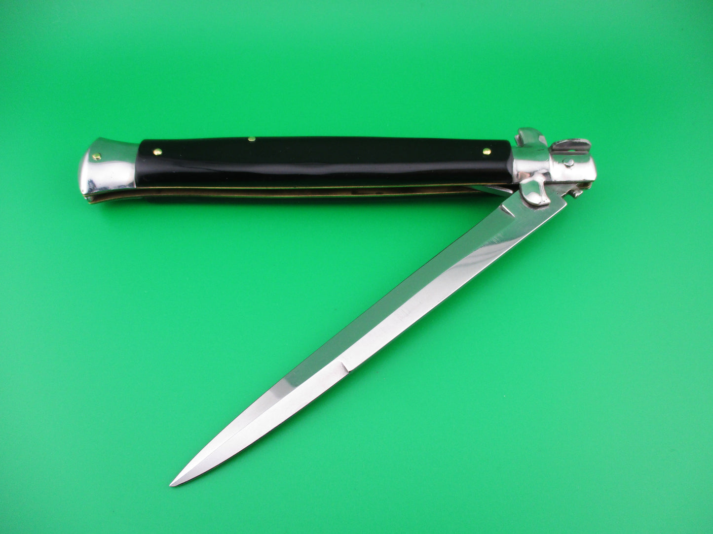 INOX ITALY STAINLESS 33cm Italian Bayonet blade Black Stiletto switchblade knife