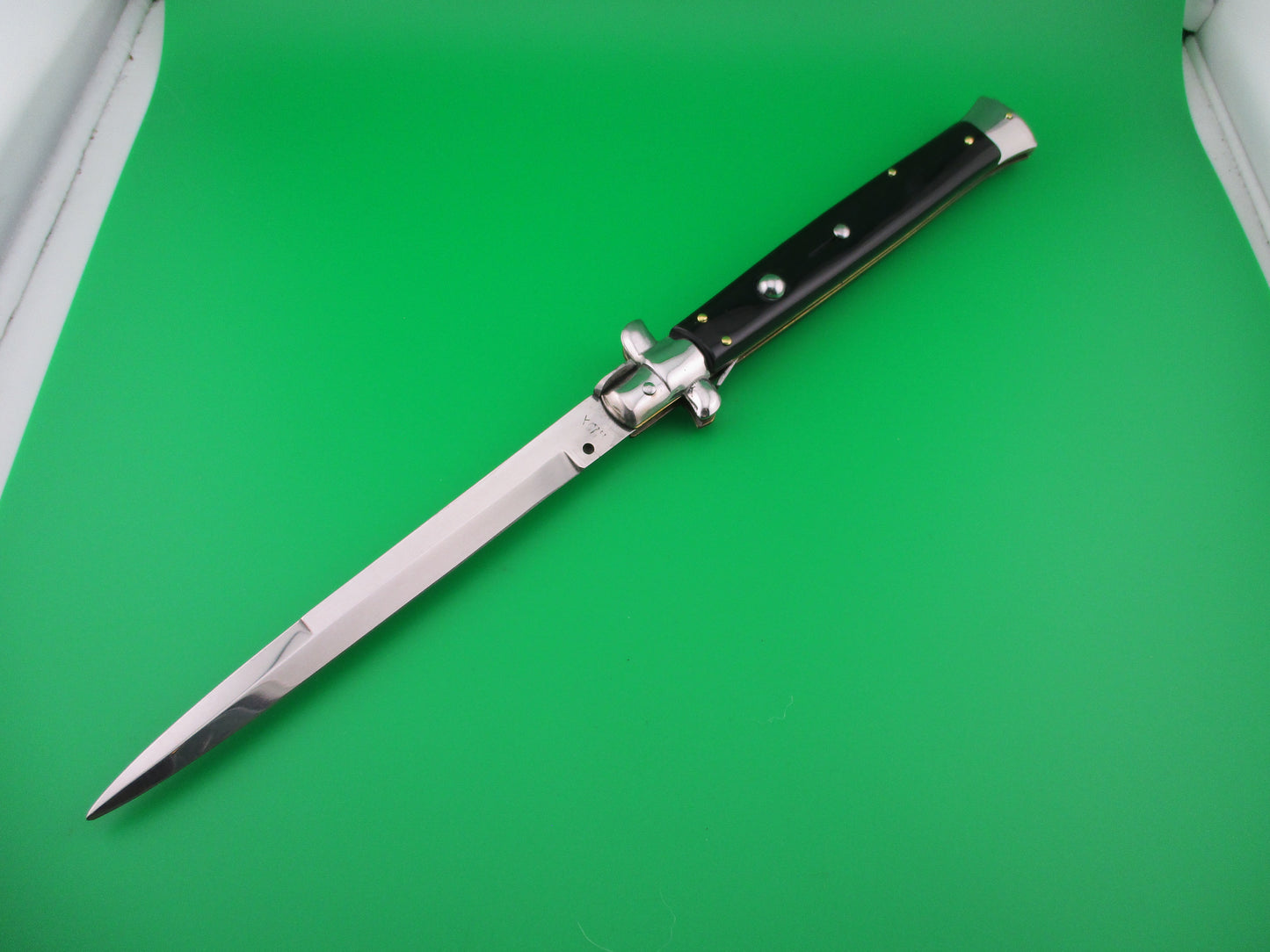 INOX ITALY STAINLESS 33cm Italian Bayonet blade Black Stiletto switchblade knife