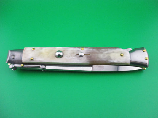 FRANK B ITALY 28cm Italian Swing guard Cream & Honey horn automatic knife