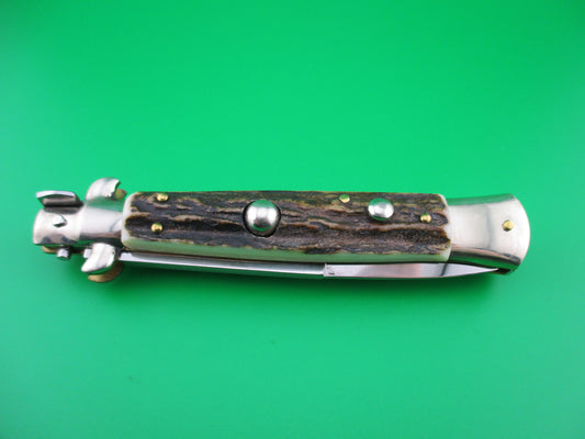 RENZO PASCOTTO 25cm Italian Picklock Stag switchblade knife
