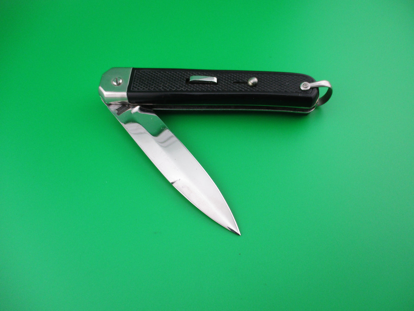 BEGON INOX 21cm French Black checkered automatic knife with lanyard ring
